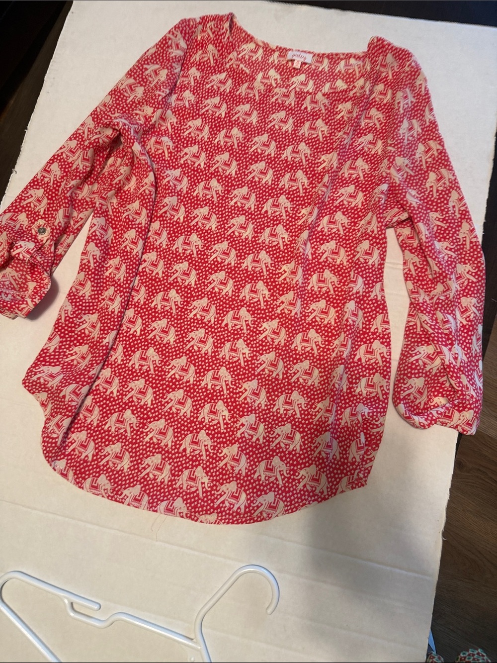 Pixley Red and White Elephant Print Top